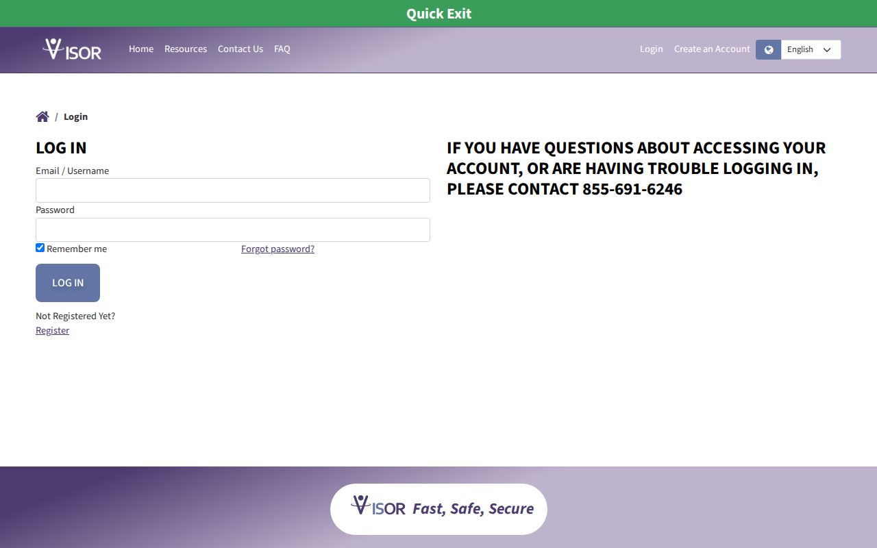 VISOR registration screen for Wheeler County release notifications
