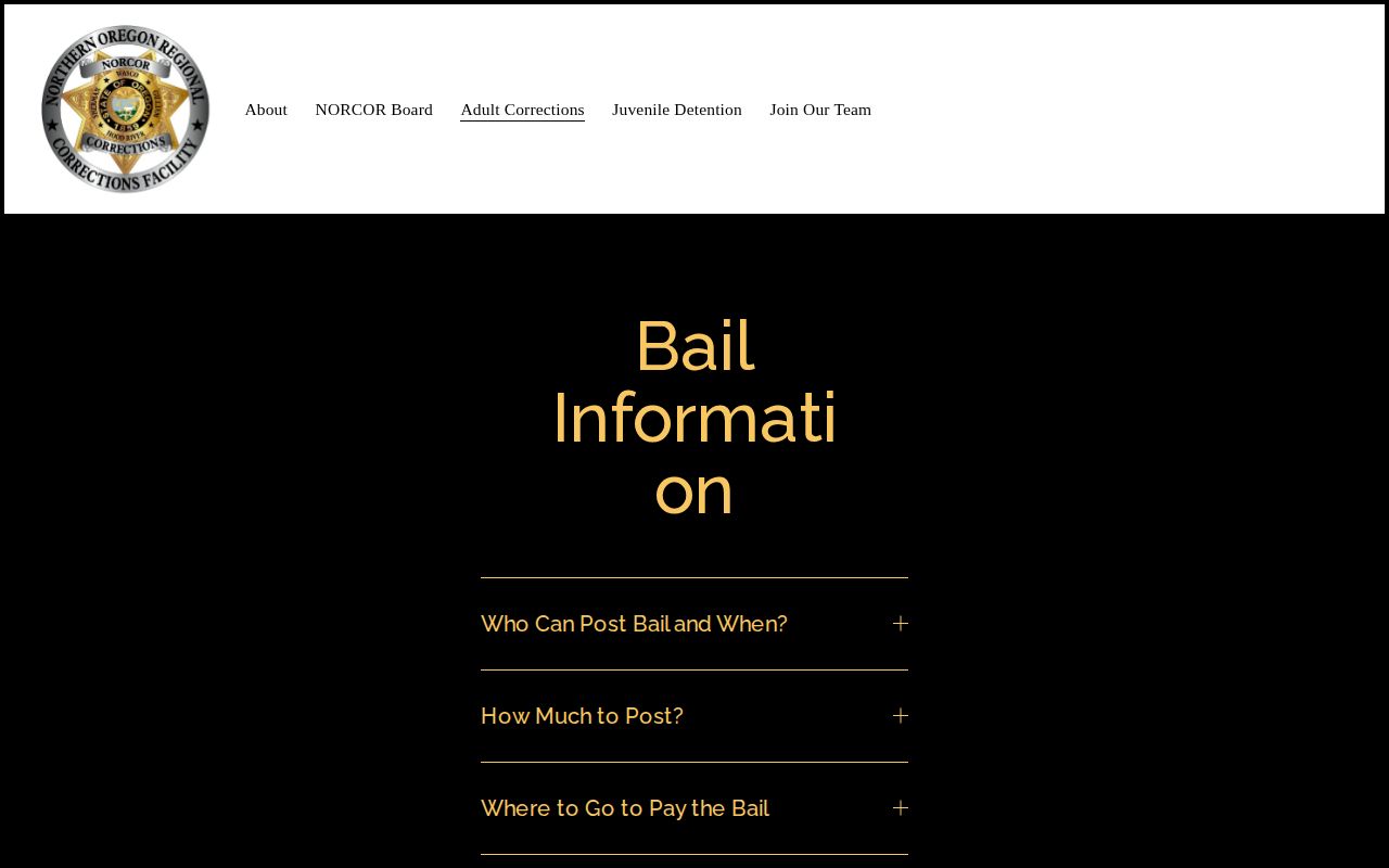 Wheeler County 24-hour release instructions on the NORCOR bail information page