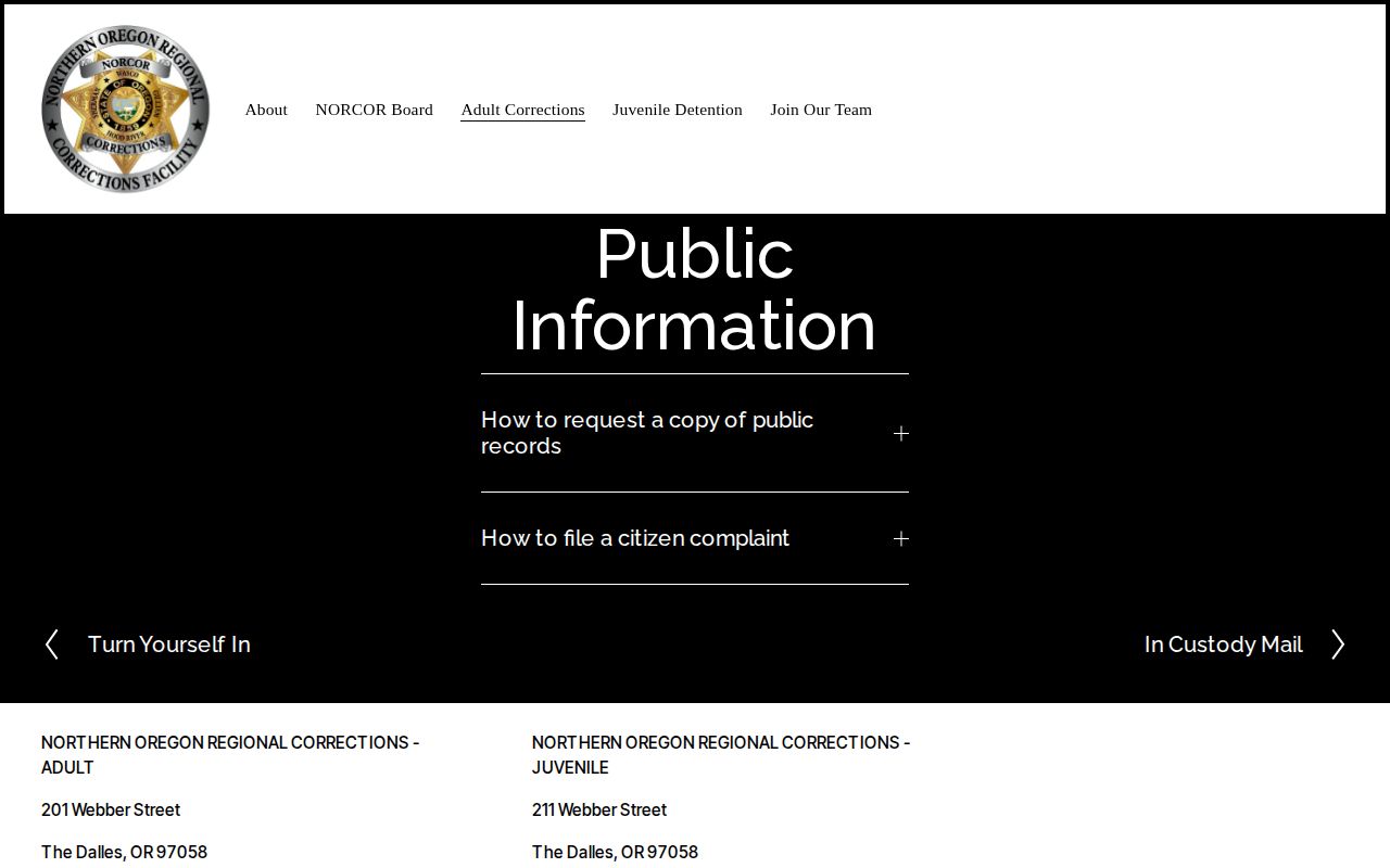 NORCOR public records request source for Wheeler County release mugshots